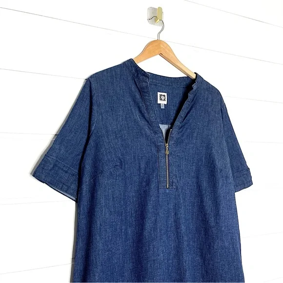 Anne Klein Women’s Zipper Denim Shift Dress Plus Size 1X - Picture 3 of 10